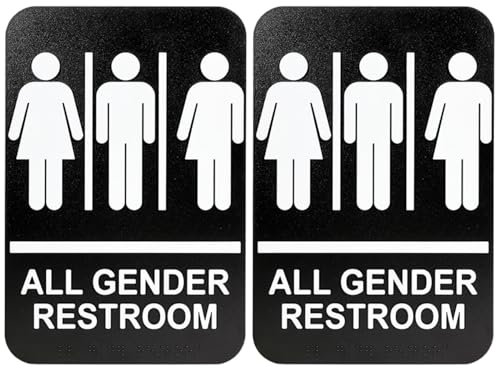 ULTECHNOVO 2pcs Braille Toilet Signs Unisex for Gender, Self Adhesive Restroom Signs Gender Neutral Bathroom Bathroom Wall Decor