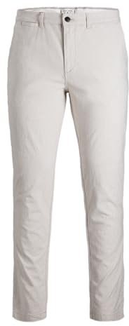 JACK & JONES Jpstmarco Jjdave Linen FR Pantalon en Lin, Poivre Blanc, 30W / 32L Homme