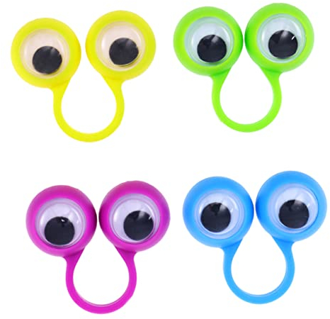 Vaguelly 10 STK Googly Eye Finger Augen Finger Puppen Augen Finger Puppen verdrehen Augen Finger Spielzeug Kunststoff Augen Finger Ringe Neuheit Kinder Fingerringe Partei favorisiert