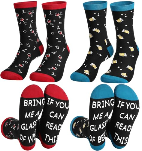 SATINIOR 2 Pares de Calcetines If You Can Read This Bring Me Some Wine Regalos de Calcetines Novedosos Unisex (Bonito)
