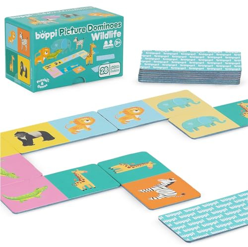 boppi Wildlife Picture Dominoes Matching Game for Kids Age 3+