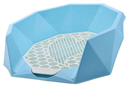 perfk Haustier-Hundetoiletten-Welpentrainings-Töpfchentablett mit Schutzwand hält die Pfoten trocken und die Böden sauber. Langlebiges Reinigungswerkzeug, Blau