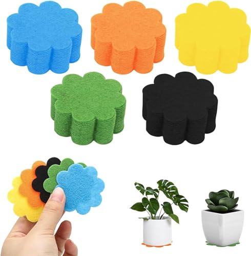 NT-ling 100 almohadillas de malla mejoradas para macetas, tela no tejida de 2 pulgadas con forma de flor para bonsái para evitar la pérdida de suelo