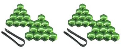 2 Set 20 Stück Auto Radmutterkappen Abdeckungen Anti-Rost Felgenabdeckung Radmutterkappen Grün 21 mm