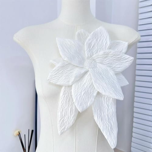 Organza Plissee Blumen Brosche Applikation Nagel Perlen DIY Kleid Kleidung Accessoires Patch