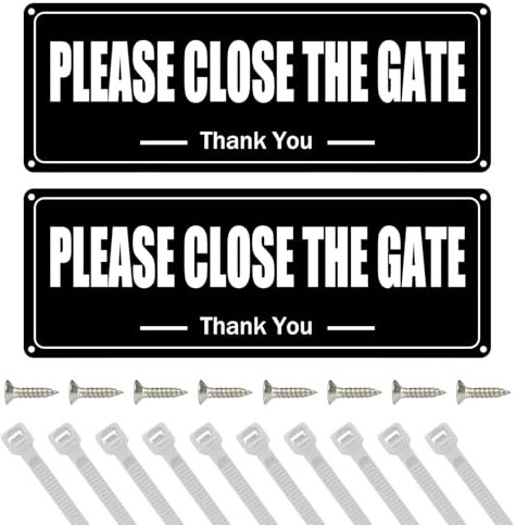 Asheyya 2PCS Please Close The Gate Sign, 25 X 9cm Rust Free Close The Gate Sign, UV Resistant Waterproof