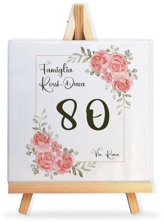 Mattonella Personalizzata con Numero Civico e Via, 20x20 cm, Ceramica, Decorazione Murale per Casa, Ufficio (6)