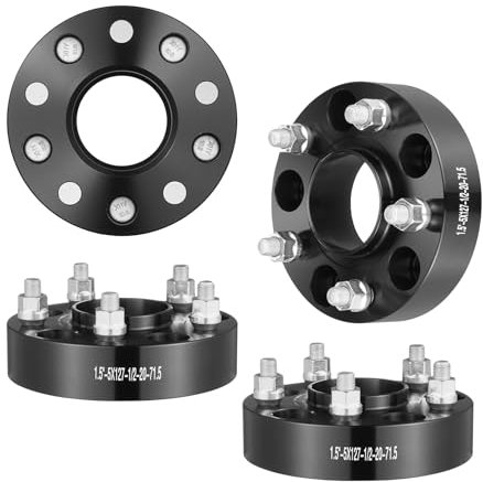 VEVOR Wheel Spacers, 1.5 5x5 Wheel Adapters, 5 Lug Forged Spacer, 71.5 mm Bore Hubcentric M1/2-20 Studs Spacers, Fit for Jeep Journey, WRANGLER JK JKU, Commander XK, Marquis, 4 PCS Black