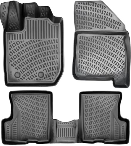 Rizline Passgenau 3D Fussmatten Kompatibel mit Dacia Duster 4x2 2018-2022 Passgenau Gummimatten Auto Zubehör 1. und 2. Reihe TPE Allwetter Geruchlos rutschfest Vorne & Hinten