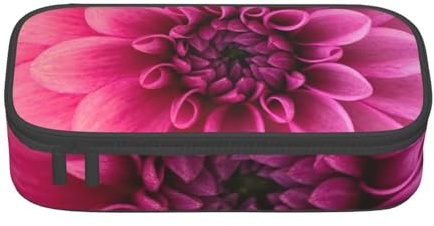 NDDCEDEW Trousse à crayons de grande capacité avec fermeture éclair - Motif dahlia rose - Pour filles et garçons, Noir , Taille unique, Trousse de maquillage