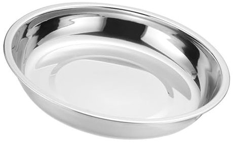 Qukaim Plato redondo de acero inoxidable, platos redondos de acero inoxidable, platos de camping de metal, plato de sopa grueso, 18 cm, herramienta de vajilla, juego de 4