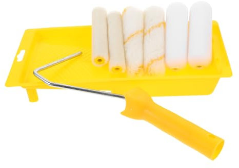 NULYLU 1 Satz Walzenbürsten-set Malset Farbroller Schwammrollen-set Farbwalzen Rollenhalter Trockenbauwalze Rollpinsel Walzen Zum Lackieren Bodenrolle Hausanstrichzubehör Yellow Plastik