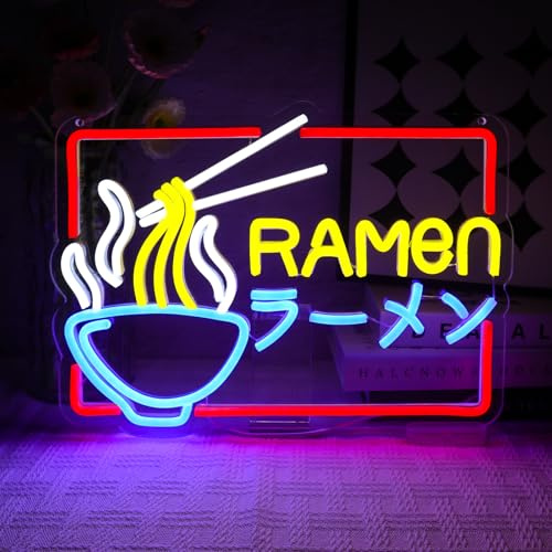 OYCGZV Ramen neonskylt färgglad LED neonskylt vägg japanska lysande skyltar nudlar LED-skylt för skyltfönster ramen butik kök vardagsrum matsal brunch party väggkonst hem gåvor
