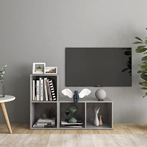 CINDERFUL TV-Schränke 2 STK. Betongrau 72x35x36,5 cm Holzwerkstoff,Stylischer TVSchrank mit Stauraum für EIN aufgeräumtes Wohnzimmer TV-Möbel, TV-Bänke