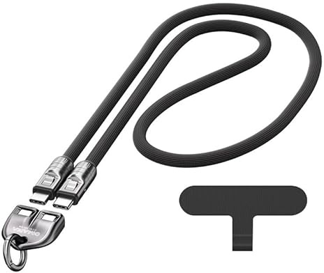 2-in-1 Mobile Phone Lanyard Multi Charger Cable 240W 5A Type C USB Keychain Fast Charging Universal PD for Apple iPhone Lightning Android QC Data Cell 2in1 (1.2 M)