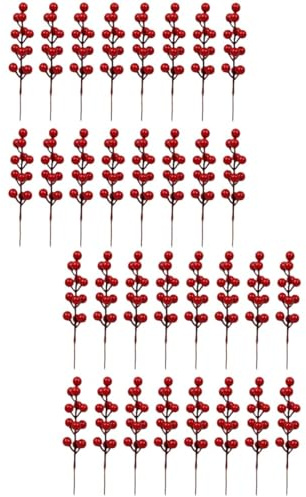 PRETYZOOM 2 Set Di Decorazioni Natalizie Realistiche Di Bacche Rosse Artificiali Bacche Di Agrifoglio Finte Bacche Amici E Famiglia 20 Pezzi * 2