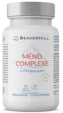 Méno-Complexe | 90 gélules végétales pour 1 mois | BEAVERHILL | Lin - Ashwagandha - Gattilier - Brocoli - Cimicifuga - Pépins de raisin - Bêta-carotène - Sélénium - Iode | Fabriqué en France