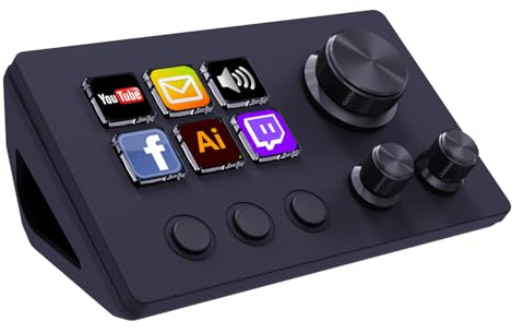 TreasLin Stream Controller Deck with12 Customizable Macro Keypad to Trigger Actions in OBS Twitch YouTube for Content Creators Stream Dock Compatible with PC & Mac N3 Black Macro Keypad