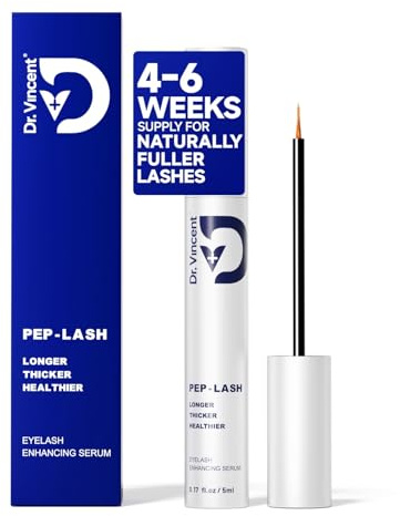 Dr Vincent Lash Serum for Eyelash Growth, Eyelash Growth Serum Advanced Peptide Formula with 2.3× Absorption for Fuller, Thicker, Longer Lashes, Vegan & Cruelty-Free, Clinically Tested (5mL)