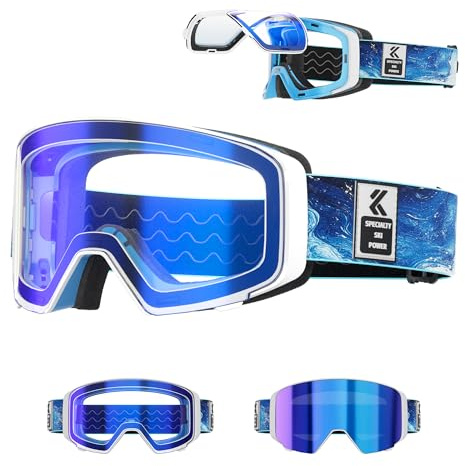 KAPVOE Maschera Sci Fotocromatica Lente a Flip-Up Magnetica Antinebbia UV400 Unisex per Uomo Donna Giovani Compatibile con Casco Ideal per Sci Snowboard e Pattinaggio su Ghiaccio