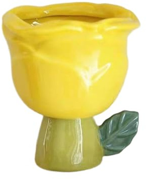 Pitycbo Coupes à Glace En Céramique Décoratives sur Pied Haut de 250 Ml, Verres à Milkshake, Bol à Dessert pour Salade, Collation, Pudding, Coupes Glacées, Type de rose jaune
