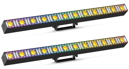 180W Barre Lumineuse LED Wallwasher Lumière de Fête, 12 LED RGB Beam Stroboscope Lumière Chaude DMX512 Wall Washer Éclairage de Scène Effets pour Noël SHOW discothèque Mariage 2PCS