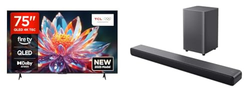 TCL 75T6C 75 QLED TV 4K HDR, Fire TV (Smart tv con Dolby Vision e Atmos, HDR10+, Premi e Chiedi ad Alexa)