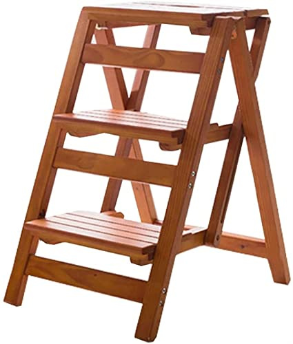 Sgabello pieghevole multifunzionale – Sedia a scala in legno a 3 gradini, compatta, pieghevole, per casa, biblioteca, design in legno robusto, salvaspazio, facile da riporre, versatile