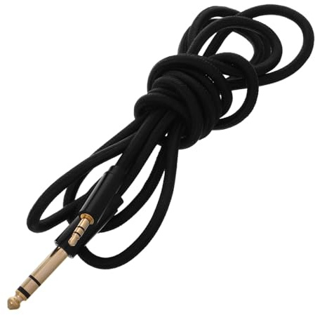 Housoutil Cavo Audio 3.5mm a 6.5mm Maschio Maschio Resistente All'usura Trasmissione Audio Stabile per Chitarra Elettrica e Mixer, 2 Metri in Nylon Intrecciato Nero