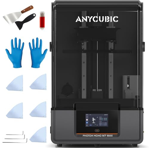 ANYCUBIC Photon Mono M7 MAX 13,6 Zoll 7K Harz 3D-Drucker mit Großvolumen | COB LighTurbo 3.0 für scharfe Details | Dynamische Heizung & Klappdeckel | 298x297x165mm Bauraum