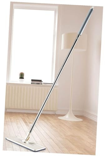 FIXOSHEE Balai Franges Plat avec Seau Essoreur Abs et Acier Inoxydable pour Nettoyage Sol Stratifié Parquet sans Effort et Collecte Poussière Cheveux