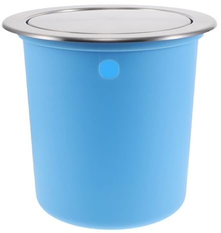 SOIMISS Cubo de Basura Empotrado en Encimera Tapa Abatible de Acero Inoxidable y Plástico Grande 430 MM Papelera Integrada de Cocina Mecanismo Silencioso para Baño y Ahorro de Espacio