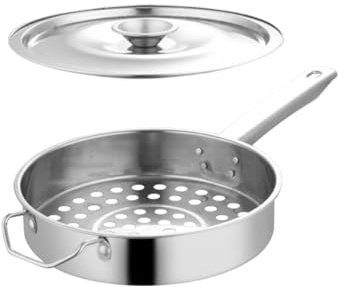 COHEALI Colador de Acero Inoxidable Orificio Grande 1,2 Cm, Cucharón Colador de Mano para Enfriar Camarones, Utensilio de Cocina para Hogar y Restaurante, Herramienta para Preparar