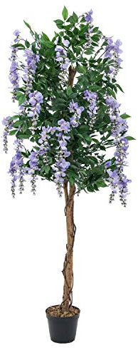 artplants.de Maggiociondolo Artificiale, Lilla 150cm | con 1370 Foglie, Tronco Naturale, 820 Fiori - Pianta in Fiore/Pianta Artificiale