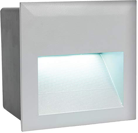 Eglo Faretto LED da incasso per esterni Zimba, 1 luce, lampada da parete in alluminio pressofuso, colore: argento, lunghezza: 14 cm, IP65