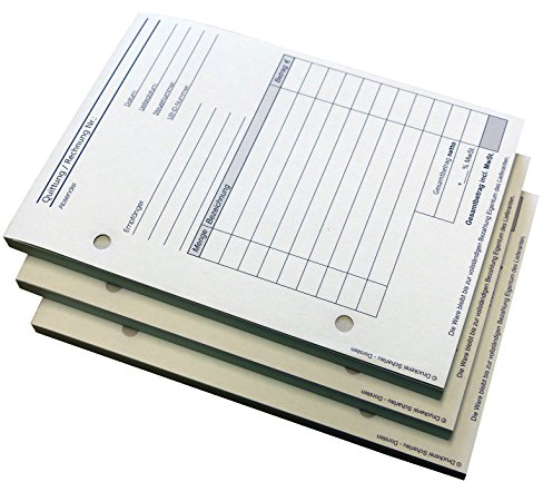 3x Block Rechnung/Quittung - Quittungsblock - 2 x 50 Blatt DIN A6 hoch - gelocht - SD -durchschreibend (22234)