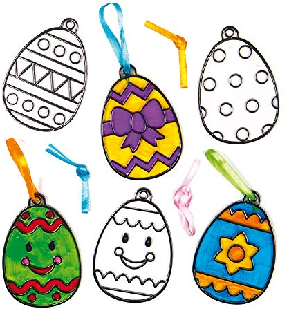 Baker Ross AC666 Easter Egg Acrylic Suncatcher Hanging Window Decoration Kit for Children to Paint - Creative Craft Set for Kids (Pack of 8)
