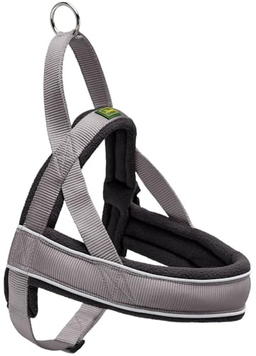 HUNTER RACING - Arnés noruego para perros, nailon, reflectante, apto para abrigos, gris,S-M,52 - 62 cm