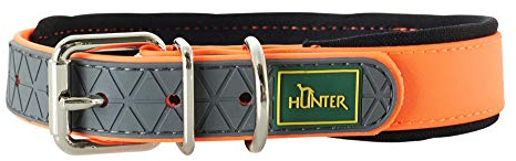 HUNTER Hundehalsband CONVENIENCE COMFORT, Farbe: neonorange, Mit Neopren-Polsterung, witterungsbeständig, pflegeleicht, ideal für Sport & Freizeit, Größe: 50