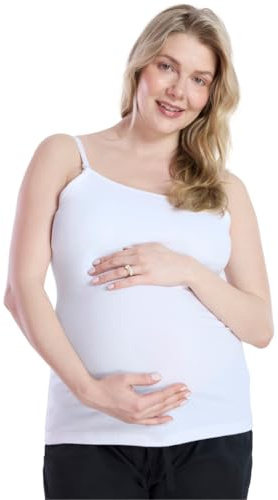 Motherhood Maternity Women's Clip Down Nursing Tank Top Cami with Adjustable Straps for Breastfeeding, White, Extra Large