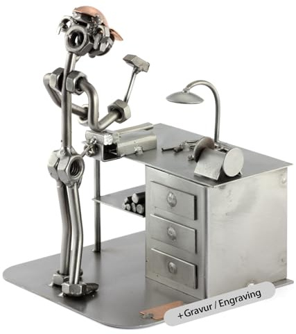 Steelman24 Schraubenmännchen Schlosser mit persönlicher Gravur | Made in Germany,Handarbeit,Geschenkidee,Stahlfigur,Metallfigur