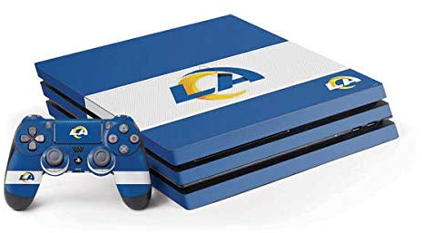 Skinit Decal Gaming Skin Compatible with PS4 Pro Console and Controller Bundle - Officially Licensed NFL Los Angeles Rams Zone Block Design