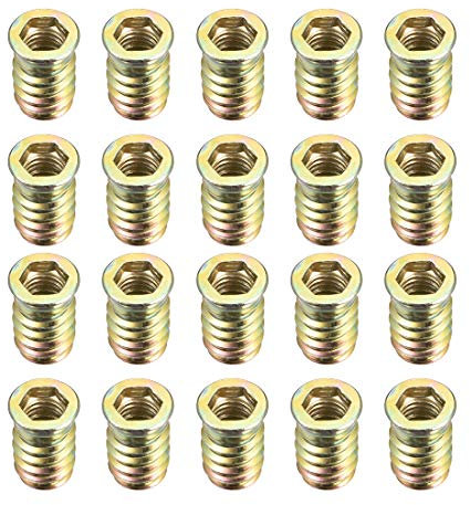 sourcing map Entraînement à Douille Hexagonale Insertion Filetée Interface E-écrou M10 x 25mm Meubles en Bois 20Pcs