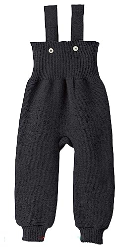 Disana Strick-TRÄGERHOSE Neugeborene & Kleinkind – 100% Bio-Merino – atmungsaktiv, warm Unisex Gr. 50 – 104 - nachhaltig & fair – mit hohem Bund - Made in Germany | Anthrazit Gr. 74-80