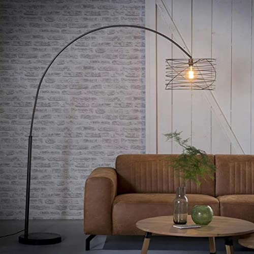 famlights Bogenlampe Wohnzimmer Riccardo, Couch Lampe für Wohnzimmer aus Metall/Stehleuchte Wohnzimmer Landhaus, Industrial retro Schlafzimmer Standleuchte, Industrie Stehlampe, Stehlampe Esstisch