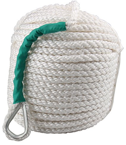 Pindex Bootsseil 12mm x 30m Ankerleine Polypropylenseil Dreisträngiges geflochtenes Weiss Festmacherleine Tauwerk für Boote | Schlitten