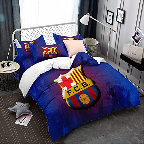 CHAOSE-FRB Équipe De Football FC Barcelona Housse De Couette Légère en Microfibre Housse De Couette Douce Ensemble De Literie Chanter Double King Size 3 Pièces (modèle 04,220x240cm(1.8M/2MBed))