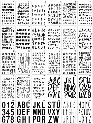 Tenare Buchstabenschablonen zum Malen, 10,2 x 17,8 cm, wiederverwendbar, Kunststoff, Buchstaben- und Zahlenschablone, Schriftschablone für Tagebuch, Notizbuch, Tagebuch, Scrapbook-Dekoration,
