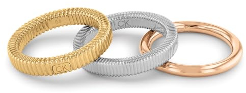 Calvin Klein Set aus 3 Ringen für Damen PLAYFUL REPETITION Kollektion aus Edelstahl, Gelbgold und Roségold - Erhältlich in Verschiedenen Größen