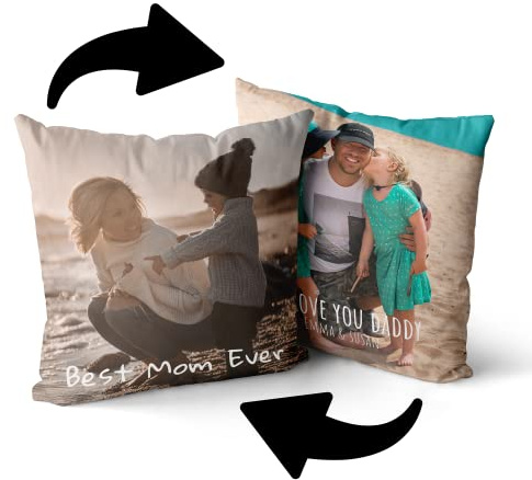 Personalisedog Coussin photo en polaire personnalisé double face avec propre photo et texte | Coussin photo double face (2 photos)